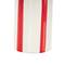 12" White & Red Stripes Round Decorative Ceramic Vase